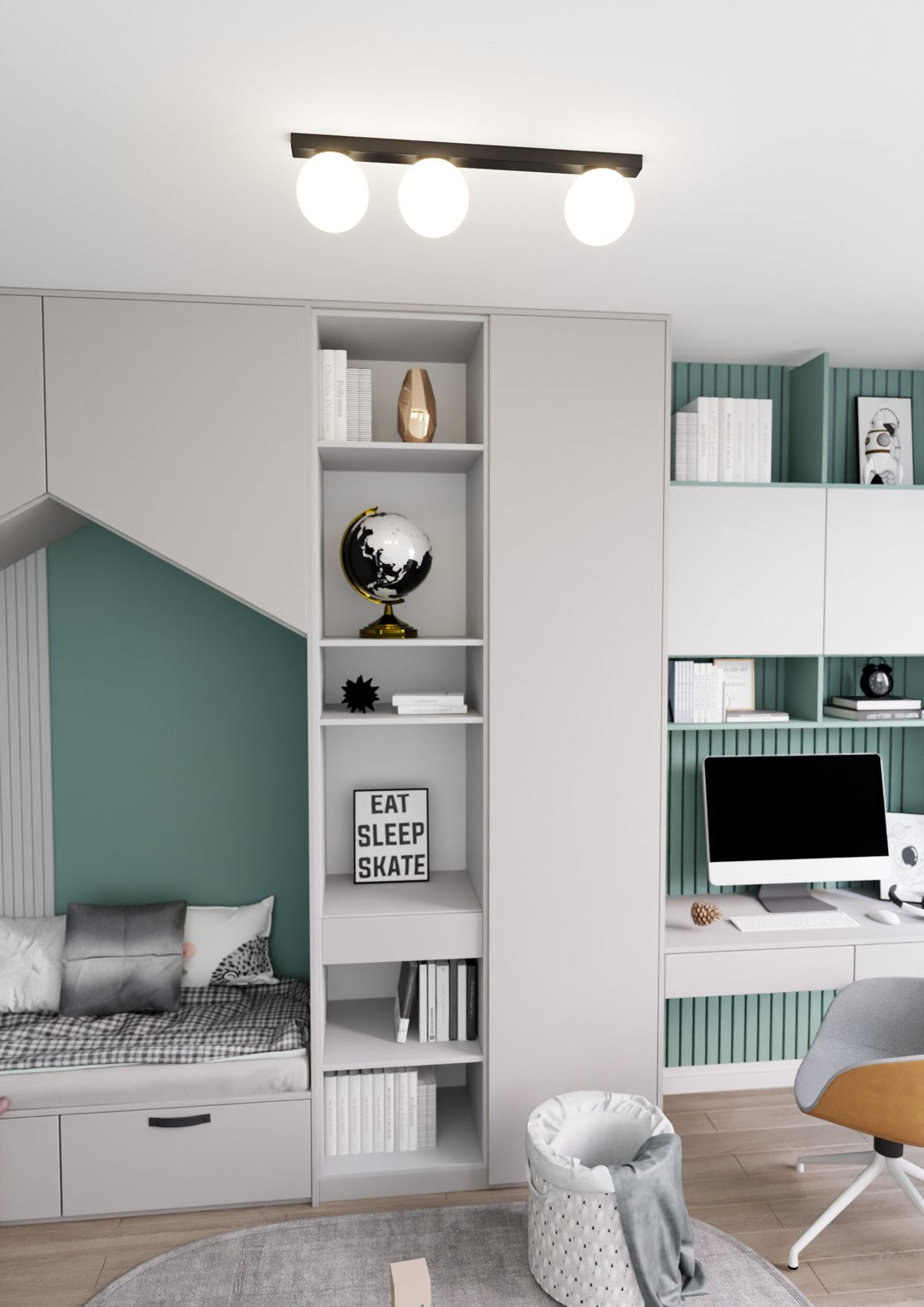 FIT Lubinis šviestuvas Juoda 3 - viršus/apačia