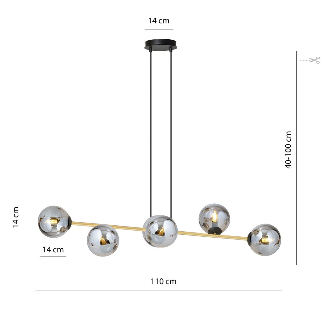 GRAVITY Pakabinamas šviestuvas Black, gold 6 - viršus/apačia
