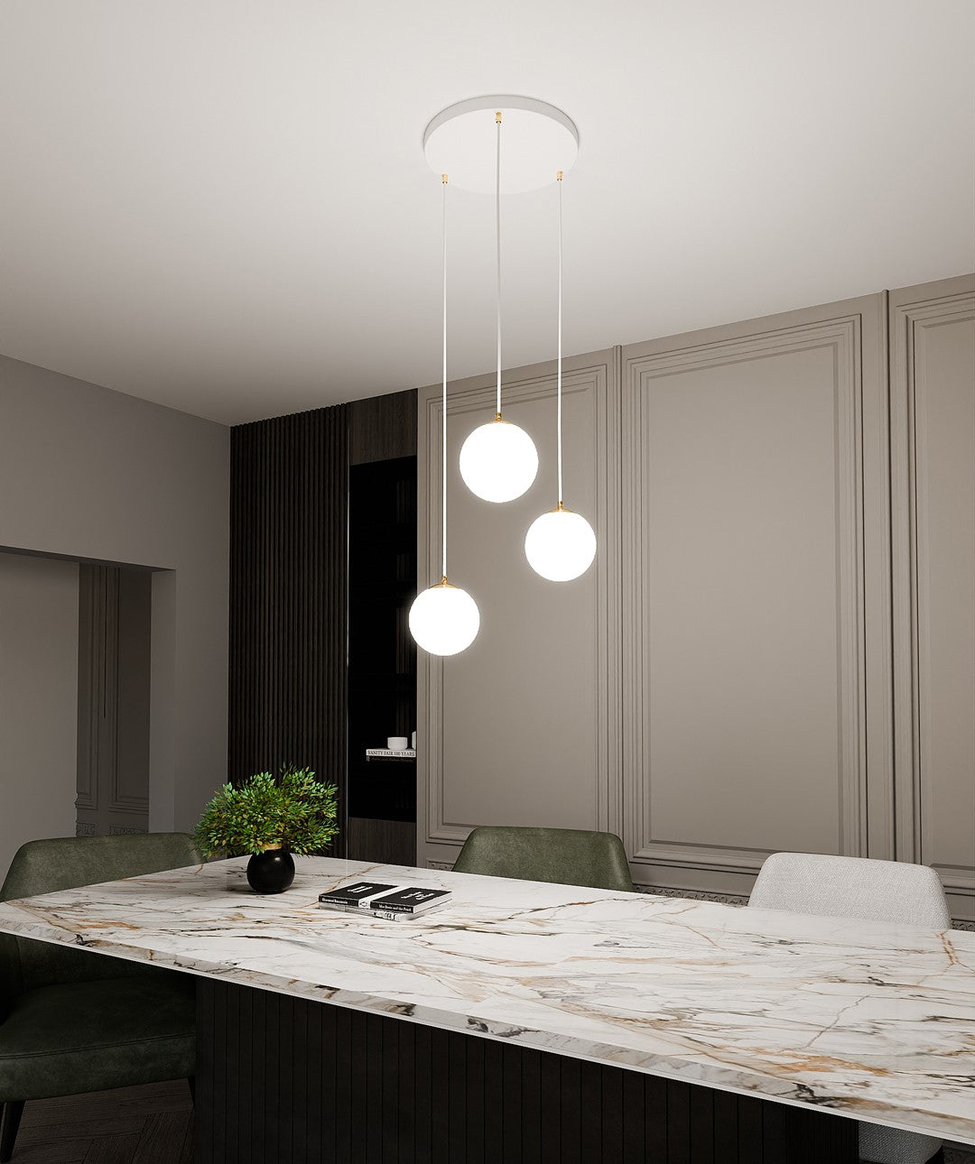 ROYAL Pakabinamas šviestuvas White, Gold 3 - konstrukcijos detalės