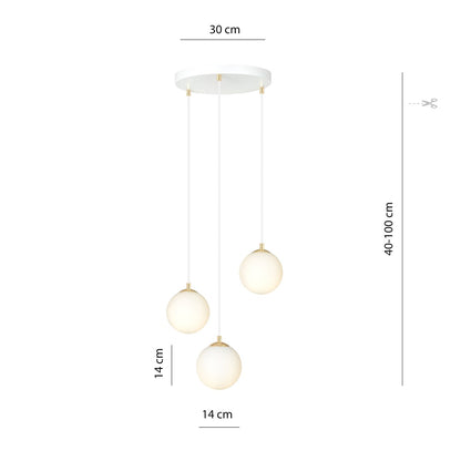 ROYAL Pakabinamas šviestuvas White, Gold 3 - viršus/apačia