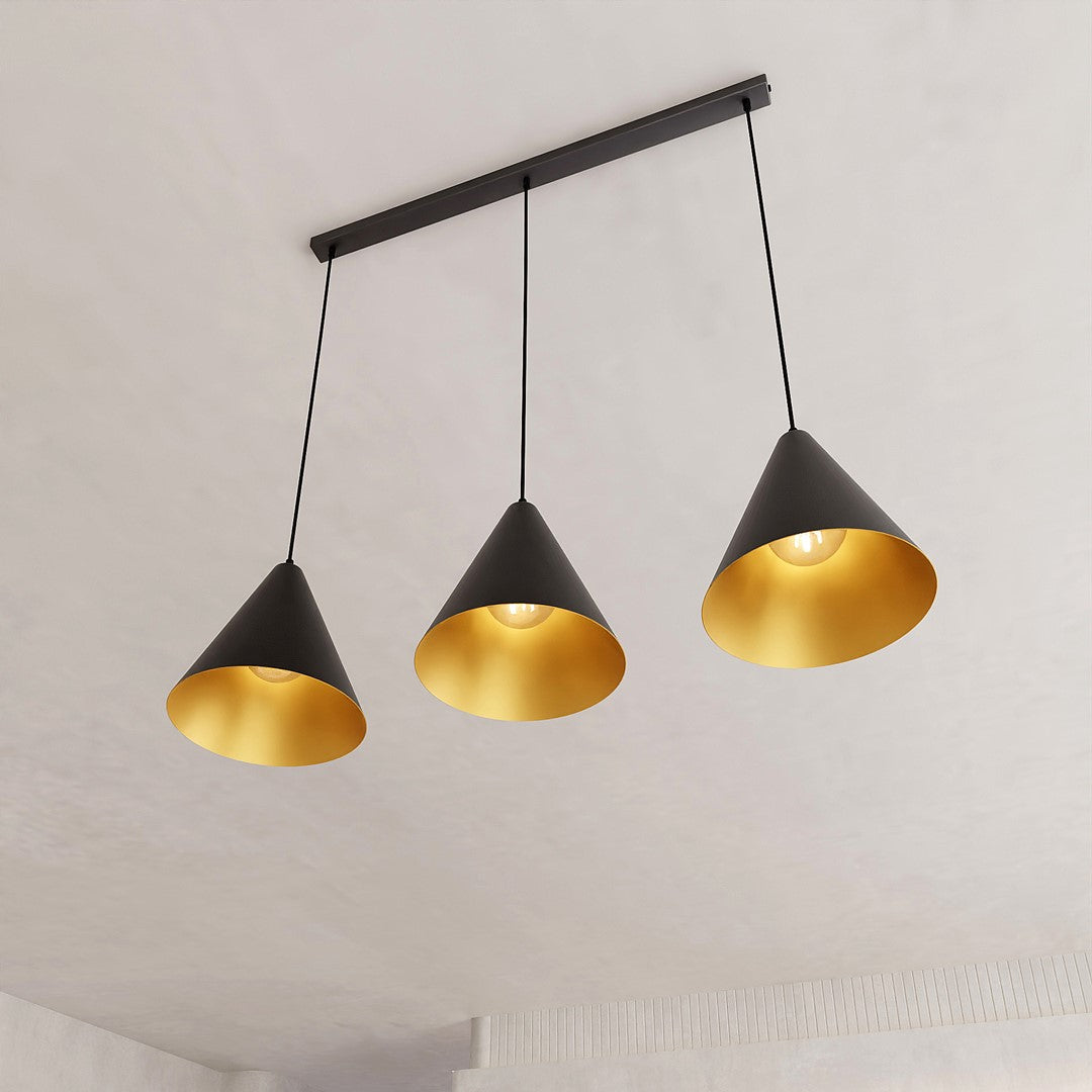 REBEL Pakabinamas šviestuvas Black, gold 3 - šoninis vaizdas