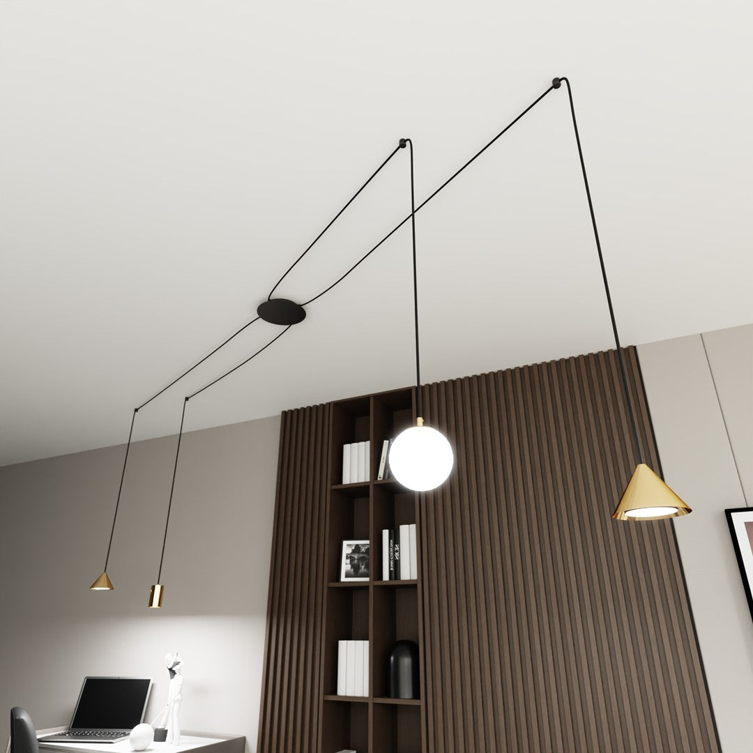 FUJI Pakabinamas šviestuvas Gold, black 4 - interjere