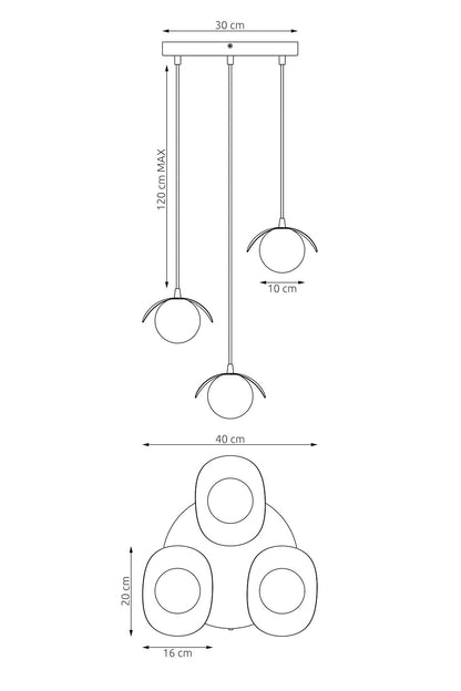 RITUAL Pakabinamas šviestuvas Juoda 3 - konstrukcijos detalės