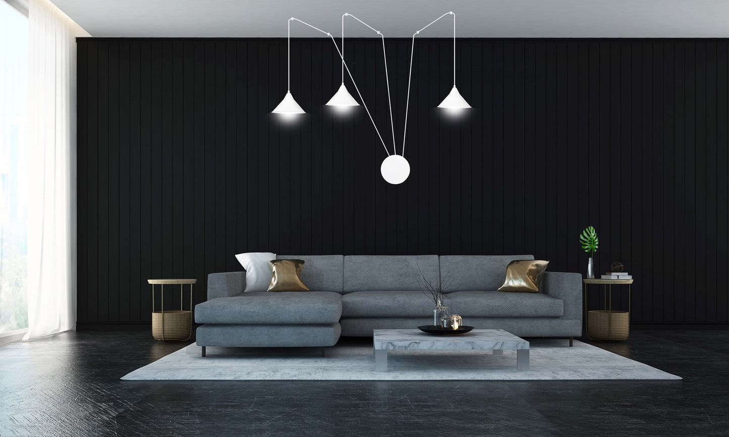 ABRAMO Pakabinamas šviestuvas Balta 3 - šoninis vaizdas