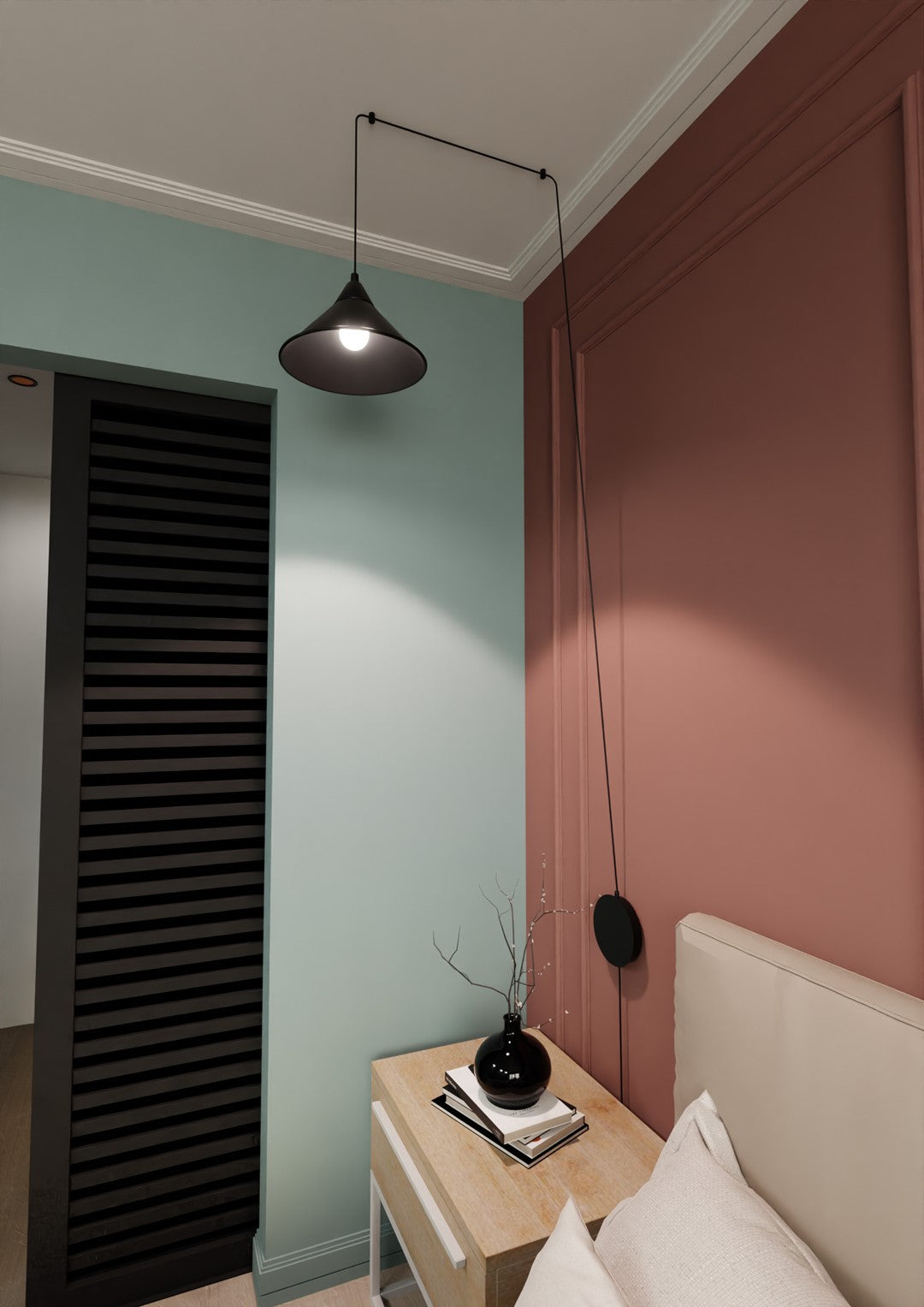 ABRAMO Pakabinamas šviestuvas Juoda 1 - šoninis vaizdas