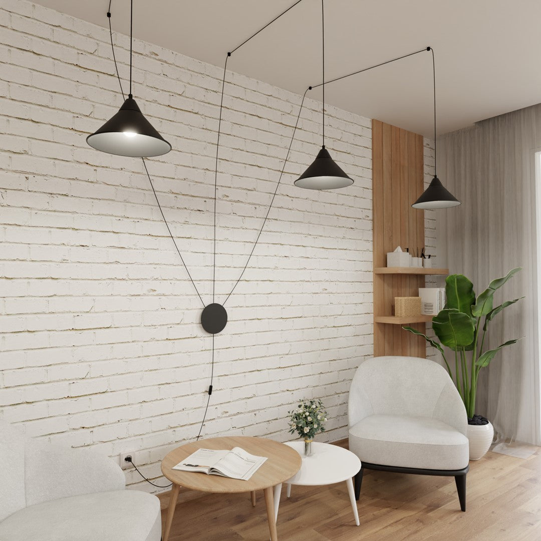 ABRAMO Pakabinamas šviestuvas Juoda 3 - interjere