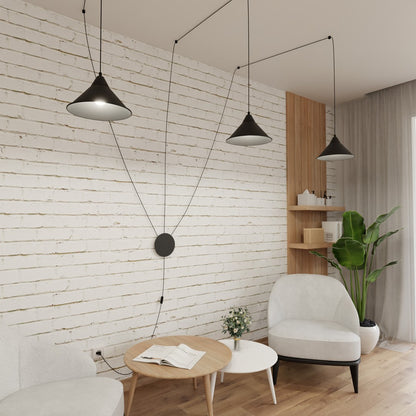 ABRAMO Pakabinamas šviestuvas Juoda 3 - interjere